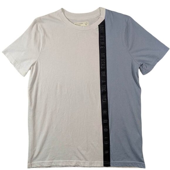 Abercrombie Kids T Shirt 15/16 2 Tone White Blue Short Sleeve Back to School - Picture 1 of 11